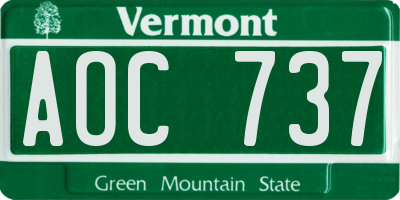 VT license plate AOC737