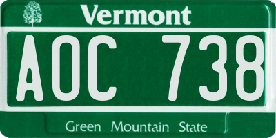 VT license plate AOC738