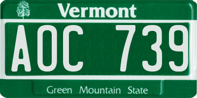 VT license plate AOC739