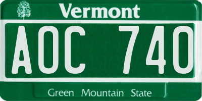 VT license plate AOC740
