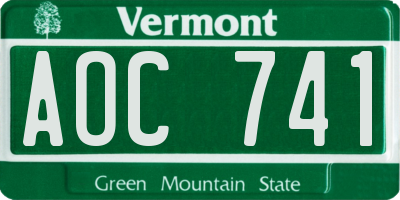 VT license plate AOC741