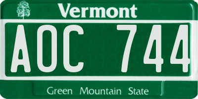 VT license plate AOC744