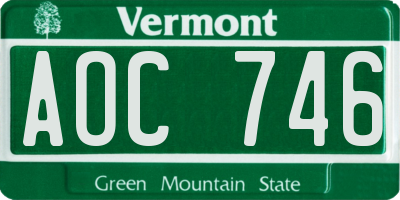 VT license plate AOC746