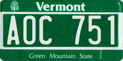 VT license plate AOC751