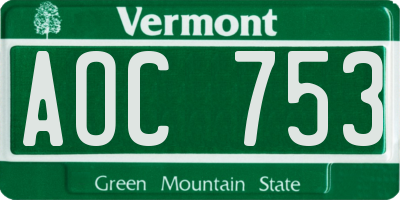 VT license plate AOC753