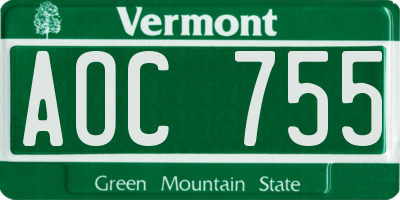VT license plate AOC755
