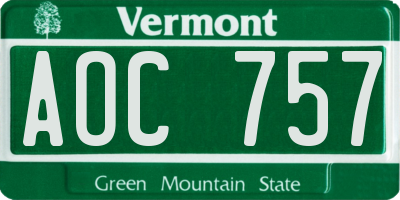 VT license plate AOC757
