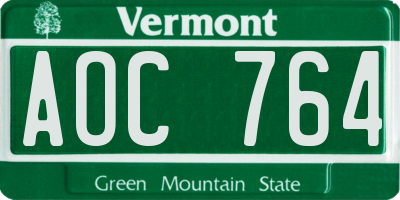 VT license plate AOC764