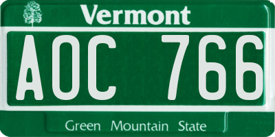 VT license plate AOC766