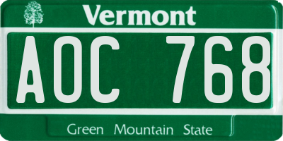VT license plate AOC768