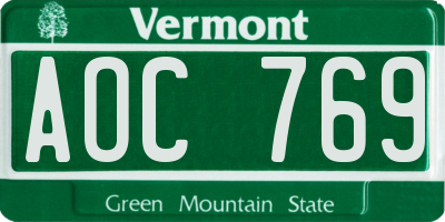 VT license plate AOC769
