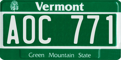 VT license plate AOC771