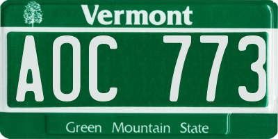 VT license plate AOC773