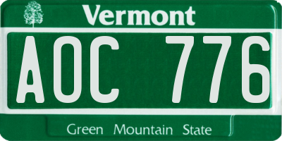 VT license plate AOC776