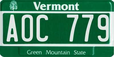 VT license plate AOC779