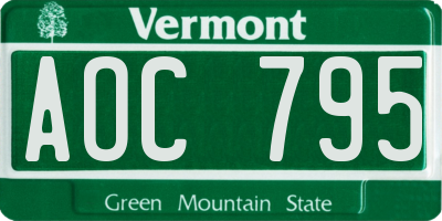 VT license plate AOC795
