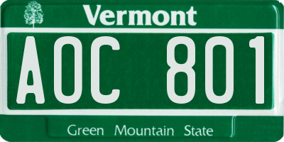 VT license plate AOC801