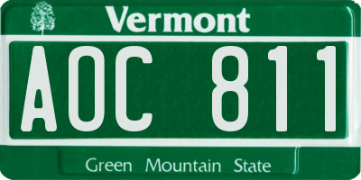 VT license plate AOC811