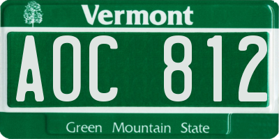VT license plate AOC812