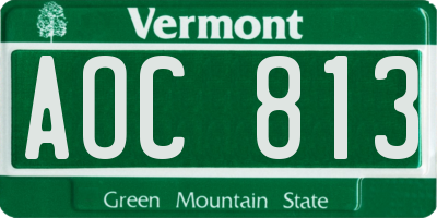 VT license plate AOC813