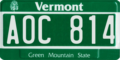 VT license plate AOC814
