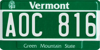 VT license plate AOC816