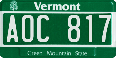 VT license plate AOC817