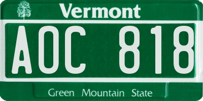 VT license plate AOC818
