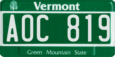 VT license plate AOC819