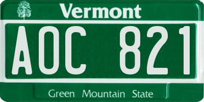 VT license plate AOC821