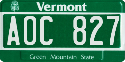 VT license plate AOC827