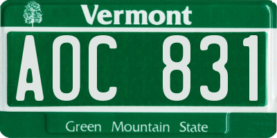 VT license plate AOC831