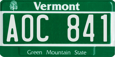 VT license plate AOC841