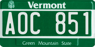 VT license plate AOC851