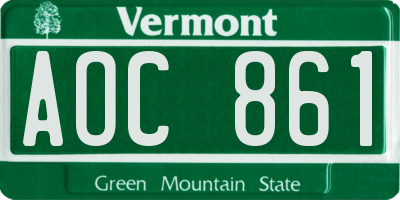 VT license plate AOC861