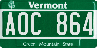VT license plate AOC864