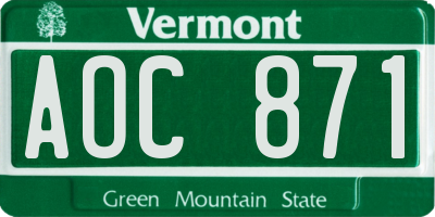 VT license plate AOC871