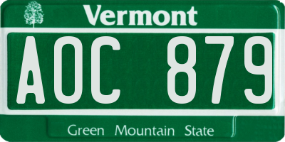 VT license plate AOC879