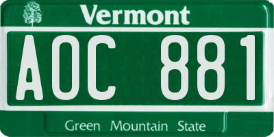 VT license plate AOC881