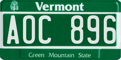 VT license plate AOC896
