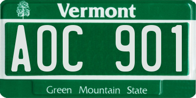VT license plate AOC901
