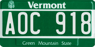 VT license plate AOC918