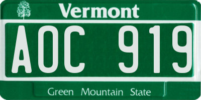 VT license plate AOC919