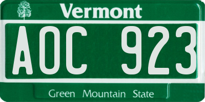 VT license plate AOC923