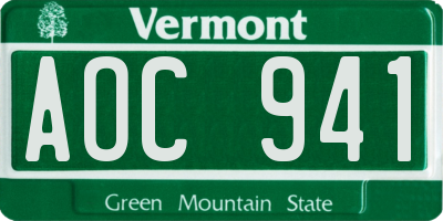 VT license plate AOC941