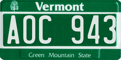 VT license plate AOC943