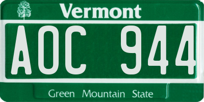 VT license plate AOC944