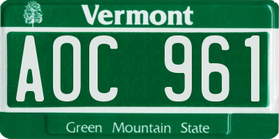 VT license plate AOC961