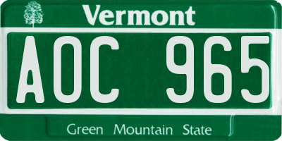 VT license plate AOC965