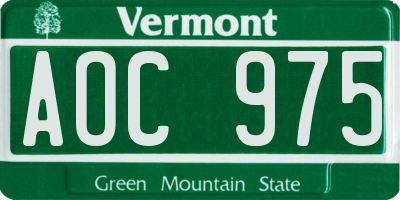 VT license plate AOC975